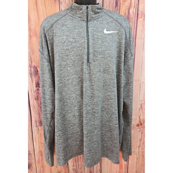 Nike Dri-Fit Running 1/4 Zip Pullover XXL Gray Long Sleeve Top Lightweight - Picture 1 of 7